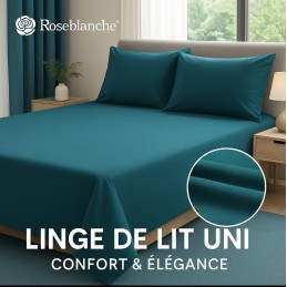 Linge de lit bleu canard